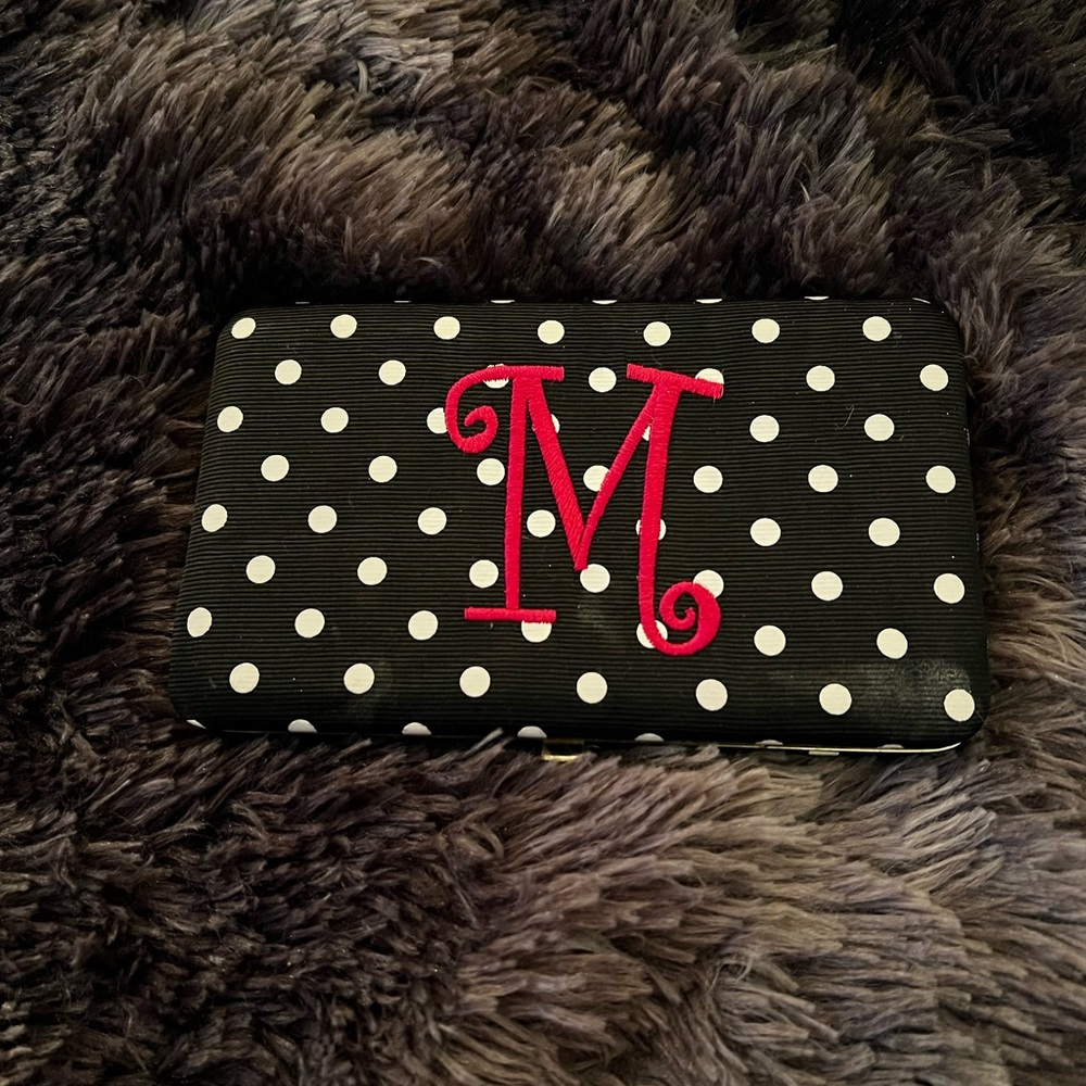 M embroidered wallet